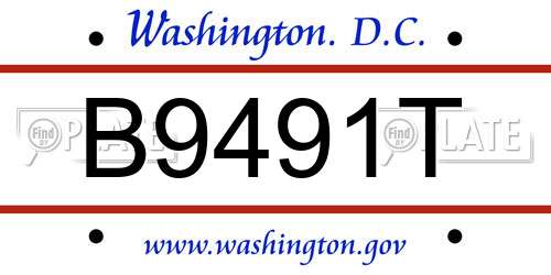 B9491T District Of Columbia License Plate
