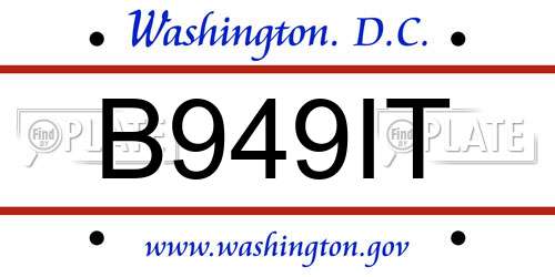 B949IT District Of Columbia License Plate