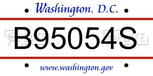 B95054S District Of Columbia License Plate