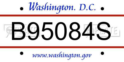 B95084S District Of Columbia License Plate