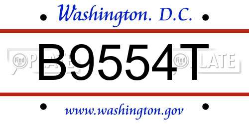 B9554T District Of Columbia License Plate