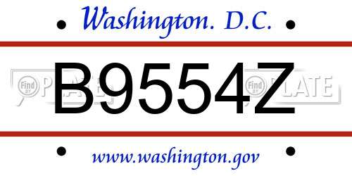 B9554Z District Of Columbia License Plate