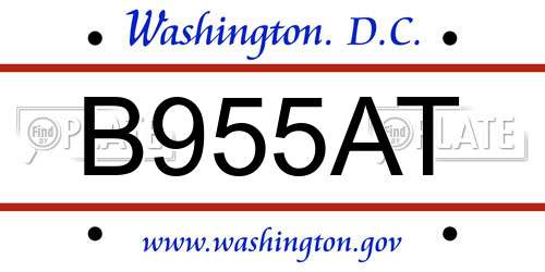 B955AT District Of Columbia License Plate