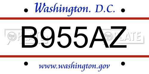 B955AZ District Of Columbia License Plate