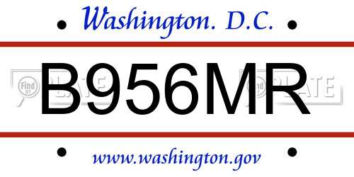 B956MR District Of Columbia License Plate