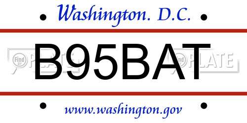 B95BAT District Of Columbia License Plate