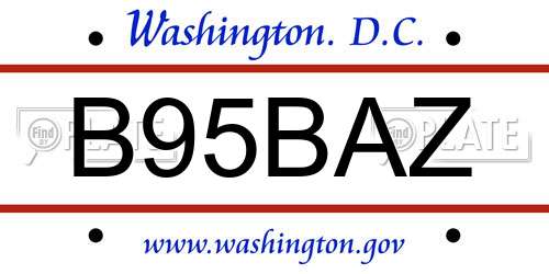B95BAZ District Of Columbia License Plate