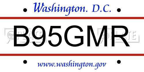 B95GMR District Of Columbia License Plate