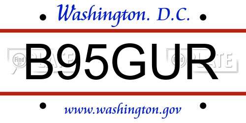 B95GUR District Of Columbia License Plate