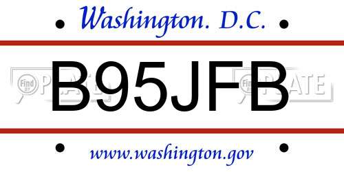 B95JFB District Of Columbia License Plate