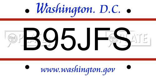 B95JFS District Of Columbia License Plate