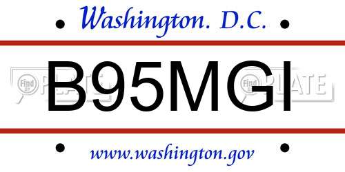 B95MGI District Of Columbia License Plate