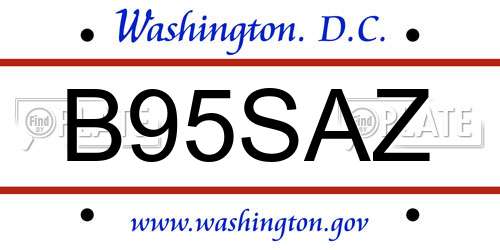 B95SAZ District Of Columbia License Plate