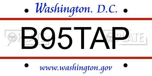 B95TAP District Of Columbia License Plate