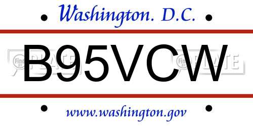 B95VCW District Of Columbia License Plate