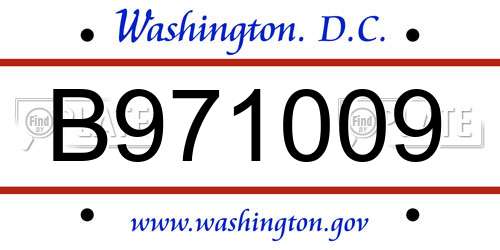 B971009 District Of Columbia License Plate