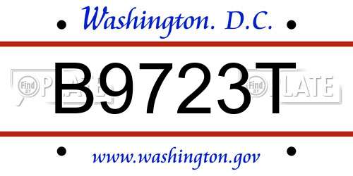 B9723T District Of Columbia License Plate