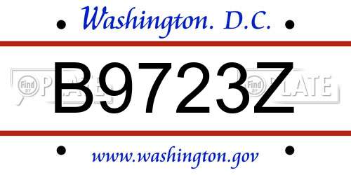B9723Z District Of Columbia License Plate