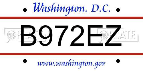 B972EZ District Of Columbia License Plate