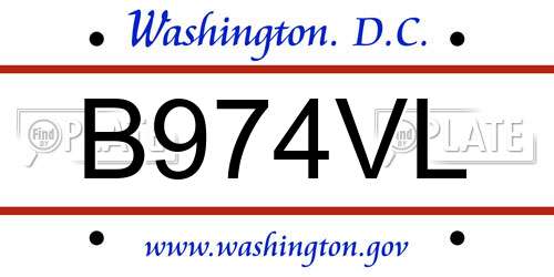 B974VL District Of Columbia License Plate