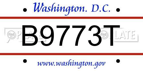 B9773T District Of Columbia License Plate
