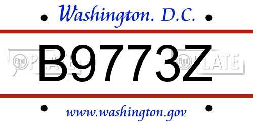 B9773Z District Of Columbia License Plate