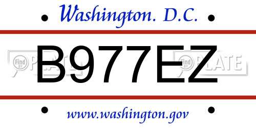 B977EZ District Of Columbia License Plate