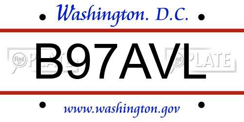 B97AVL District Of Columbia License Plate
