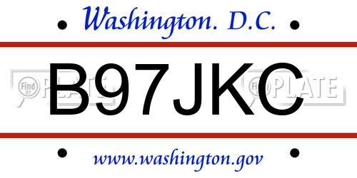 B97JKC District Of Columbia License Plate