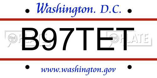 B97TET District Of Columbia License Plate
