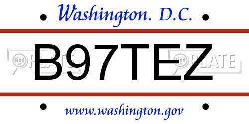 B97TEZ District Of Columbia License Plate