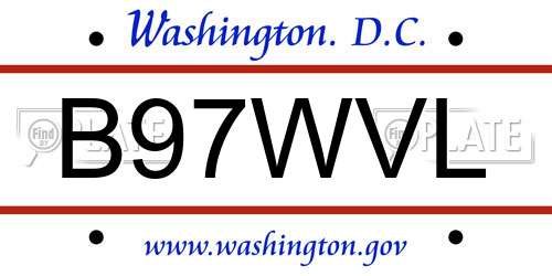 B97WVL District Of Columbia License Plate