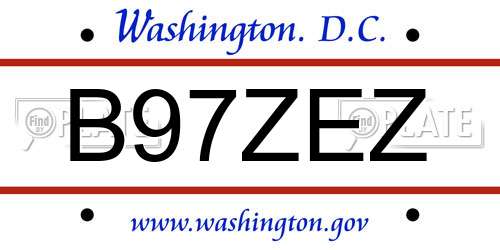 B97ZEZ District Of Columbia License Plate