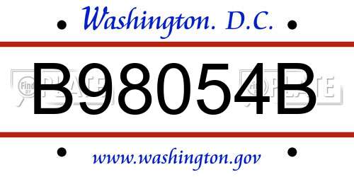 B98054B District Of Columbia License Plate