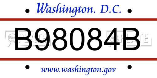 B98084B District Of Columbia License Plate