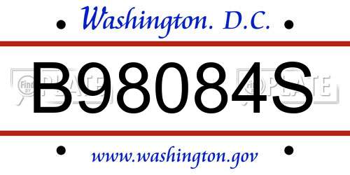 B98084S District Of Columbia License Plate