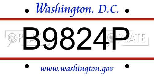 B9824P District Of Columbia License Plate