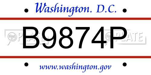 B9874P District Of Columbia License Plate