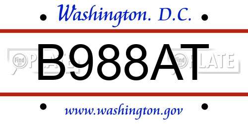B988AT District Of Columbia License Plate