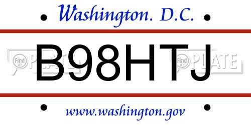 B98HTJ District Of Columbia License Plate
