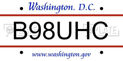 B98UHC District Of Columbia License Plate