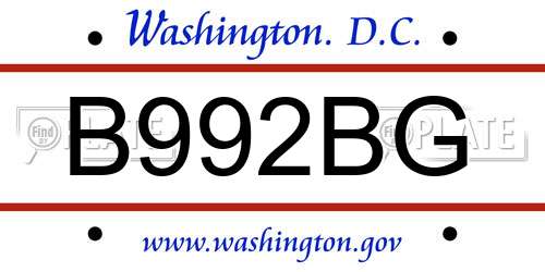B992BG District Of Columbia License Plate