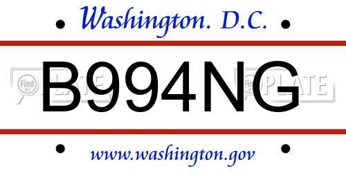B994NG District Of Columbia License Plate