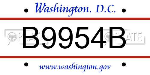B9954B District Of Columbia License Plate