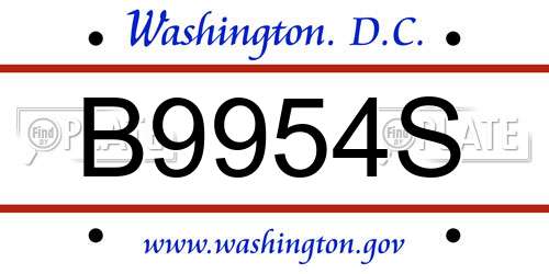 B9954S District Of Columbia License Plate