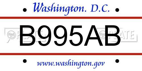 B995AB District Of Columbia License Plate