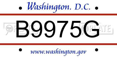 B9975G District Of Columbia License Plate