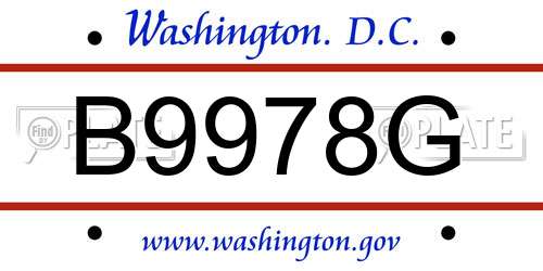 B9978G District Of Columbia License Plate