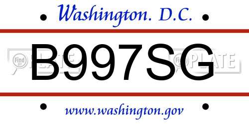 B997SG District Of Columbia License Plate