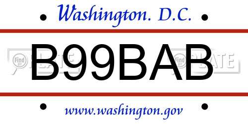 B99BAB District Of Columbia License Plate